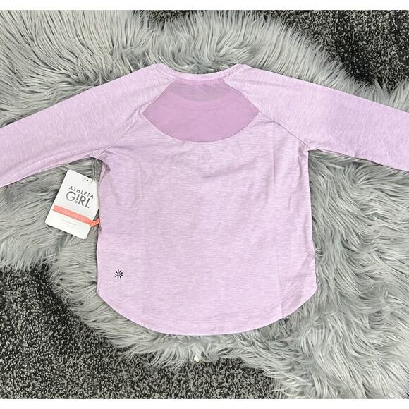 Athleta Girls Longsleeve Comeback Top In Gauzy Lilac Heather Size XS/6 - Picture 2 of 3